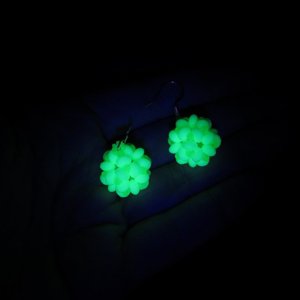 Handwoven Uranium glass beaded bead earrings